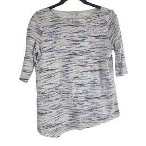 J.Jill Pure Jill Half Sleeve Top S Petite‎ Womens White Multicolor Pullover